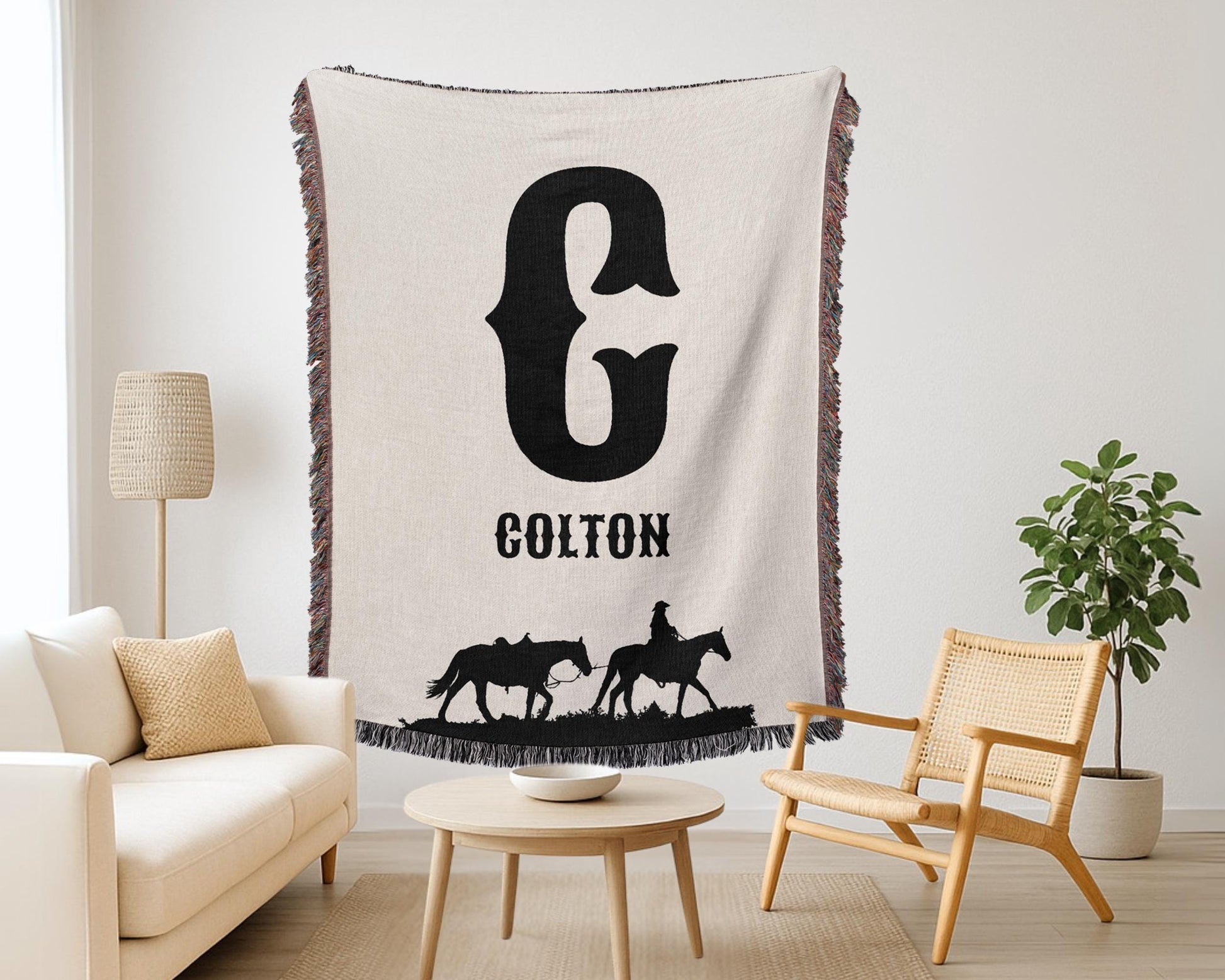 Western Cowboy Initial Woven Blanket - Oh Happy Blankets