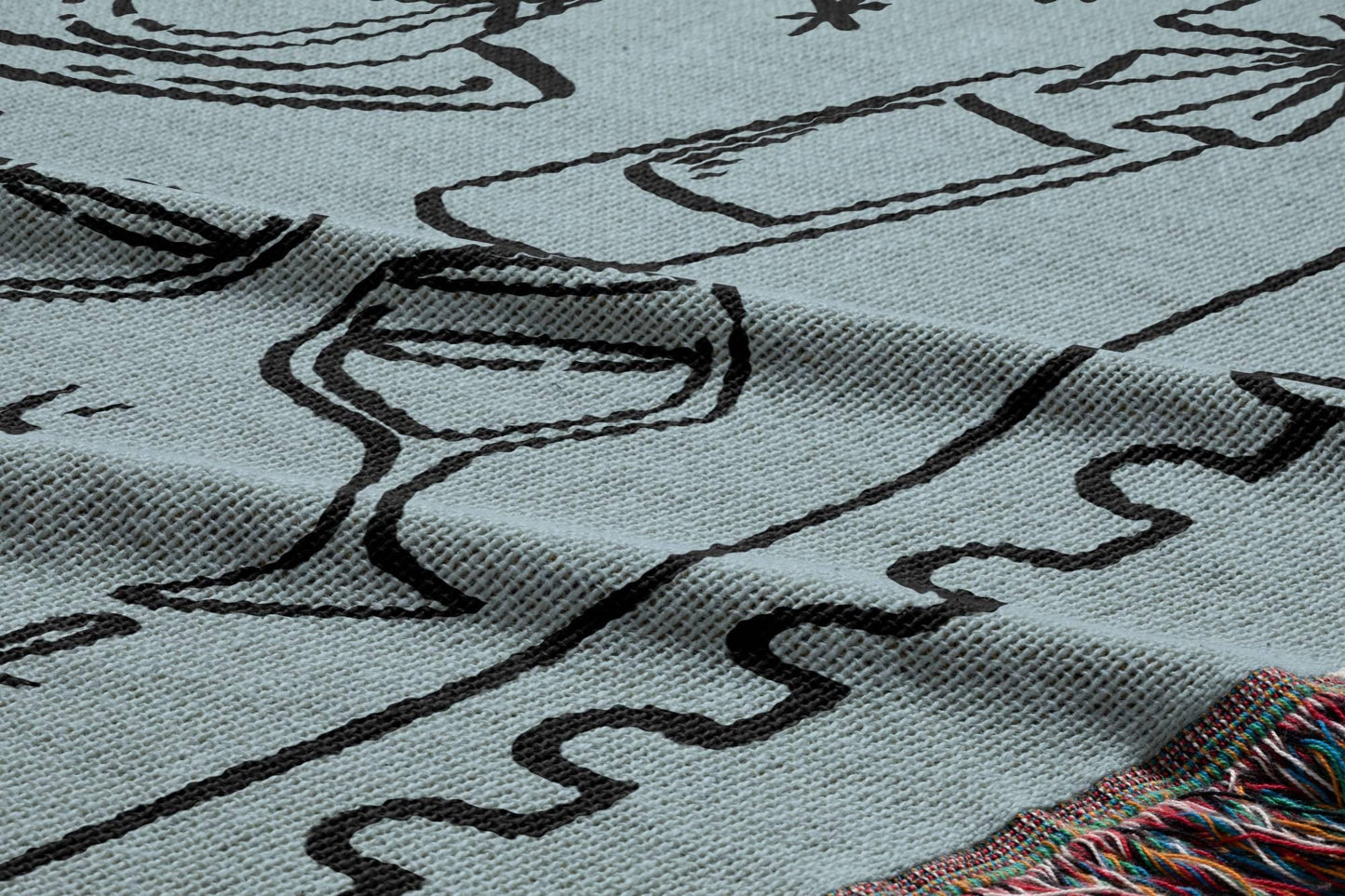 Light Blue Wedding Stamp Woven Blanket