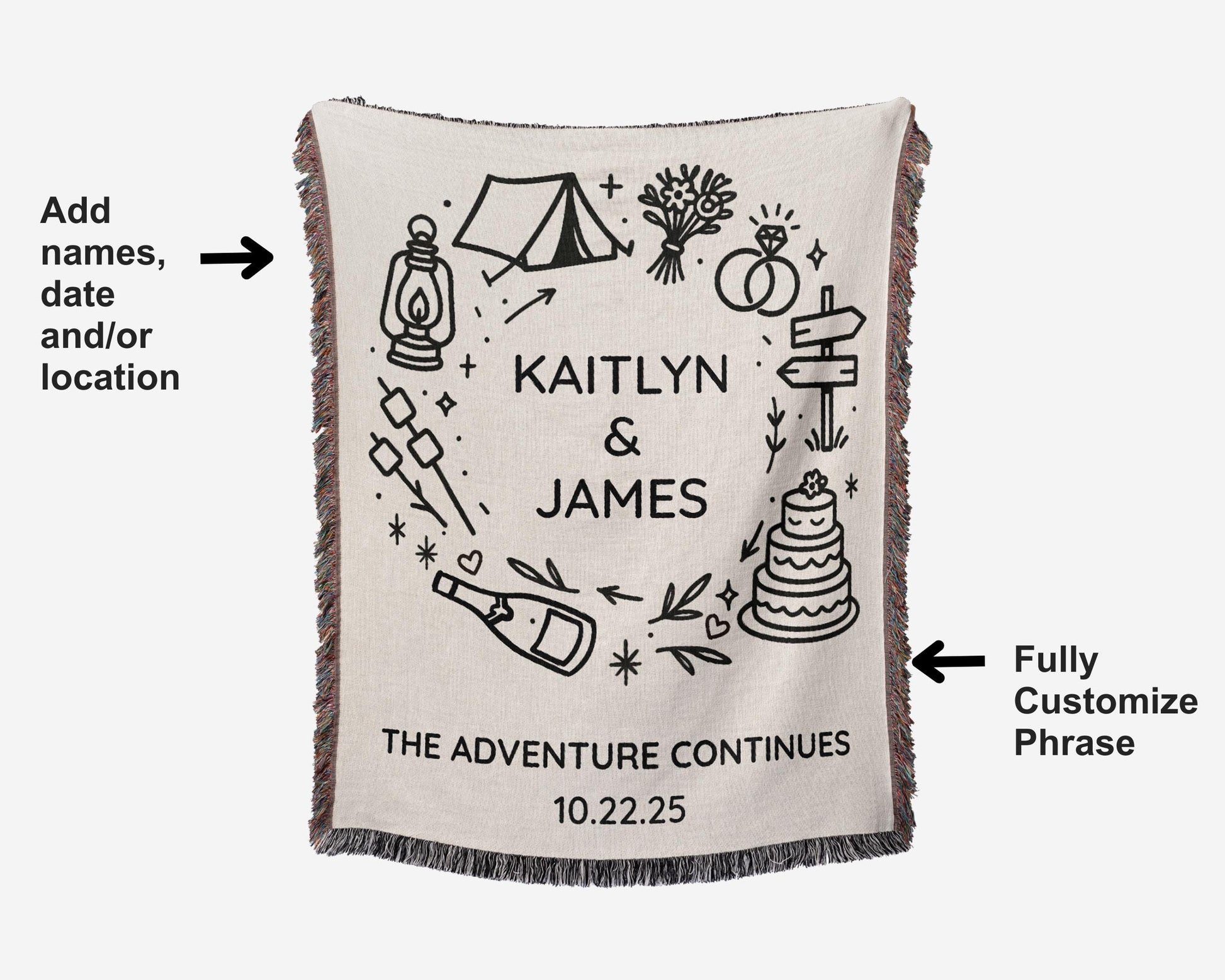 Camping Couple Custom Woven Blanket - Oh Happy Blankets