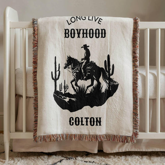 Western Nursery Woven Throw Blanket - Oh Happy Blankets