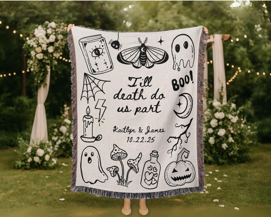 Wedding Gift: Custom Wedding Woven Blanket with Names and Date woven blanket, perfect gift for loved ones.