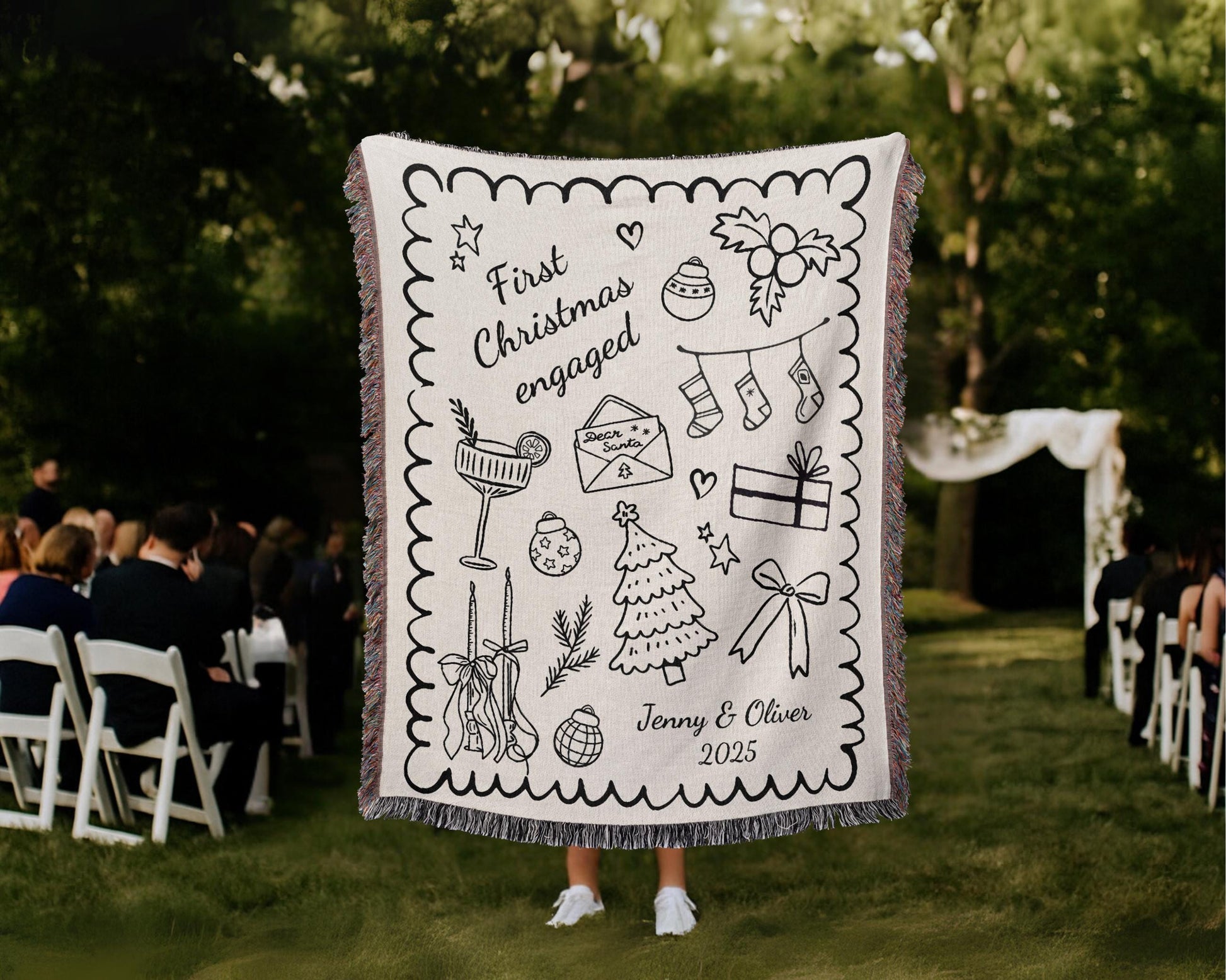Wedding Gift: Custom Wedding Woven Blanket with Names and Date woven blanket, perfect gift for loved ones.