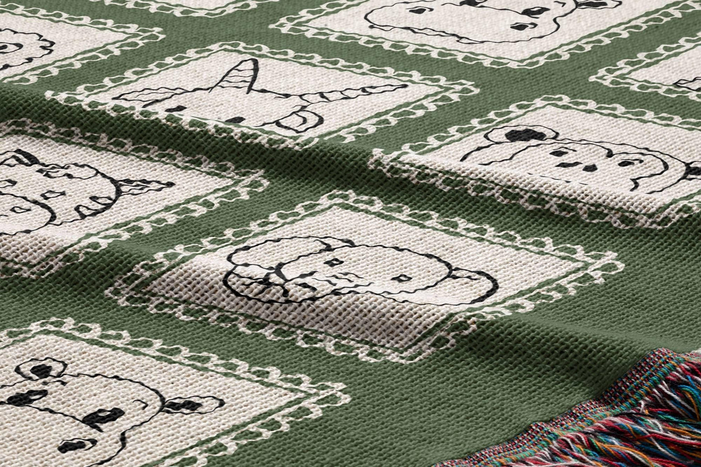 Green Safari Animals Woven Blanket