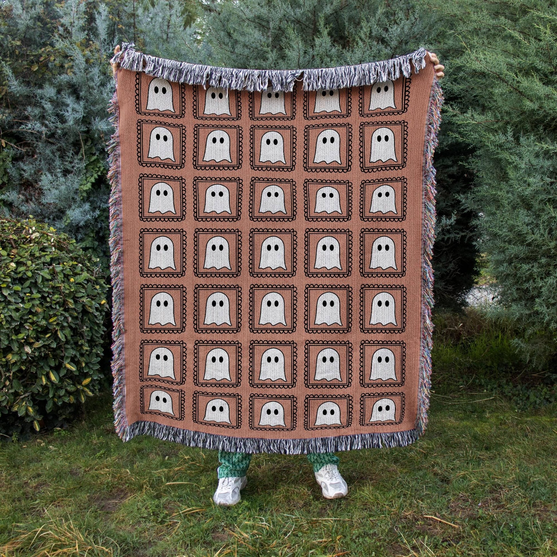 Pastel Kawaii Ghost Woven Blanket - Oh Happy Blankets