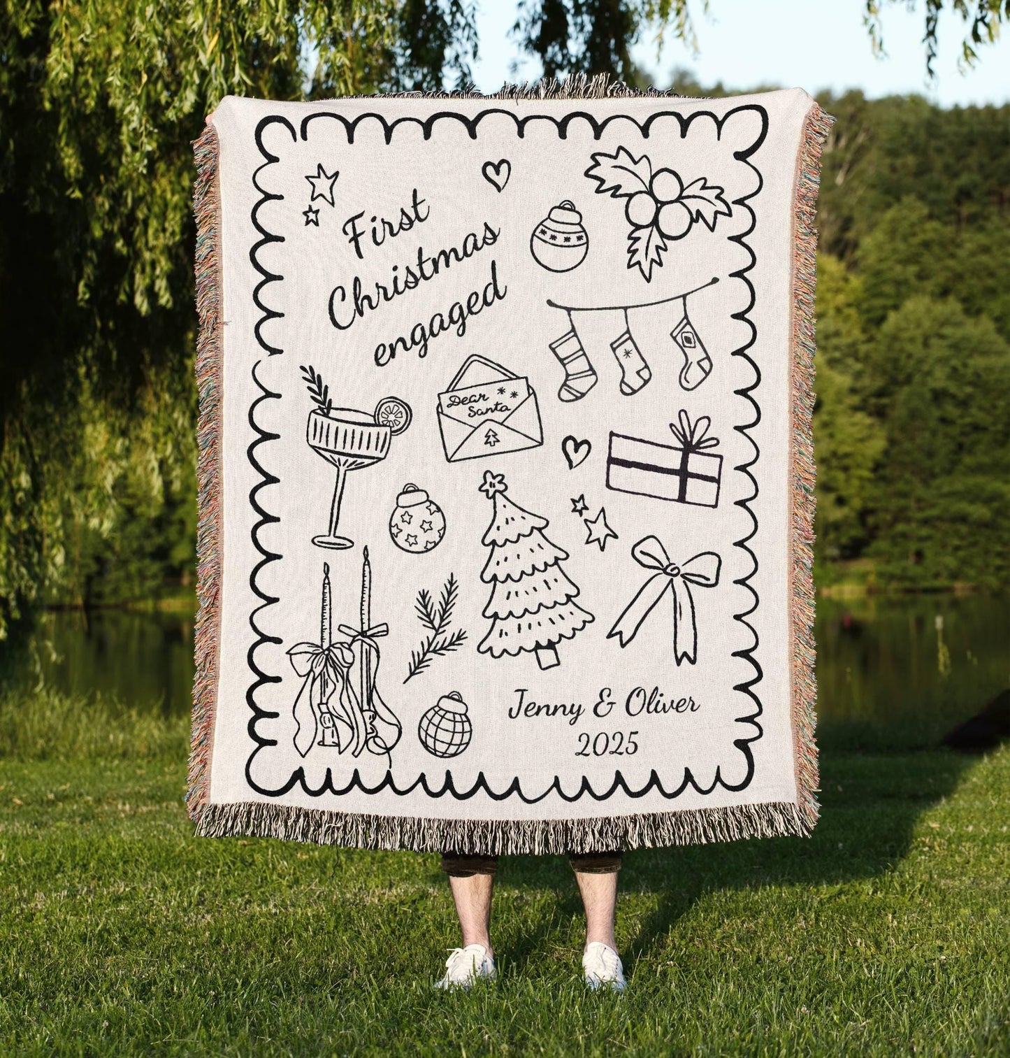 Personalized First Christmas Woven Blanket