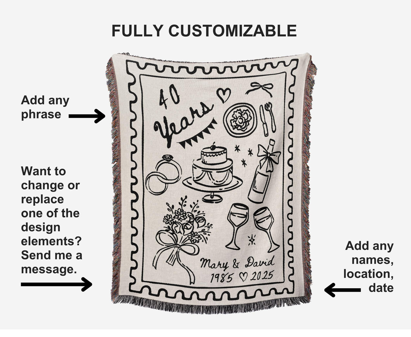 40th Wedding Anniversary Woven Blanket - Oh Happy Blankets