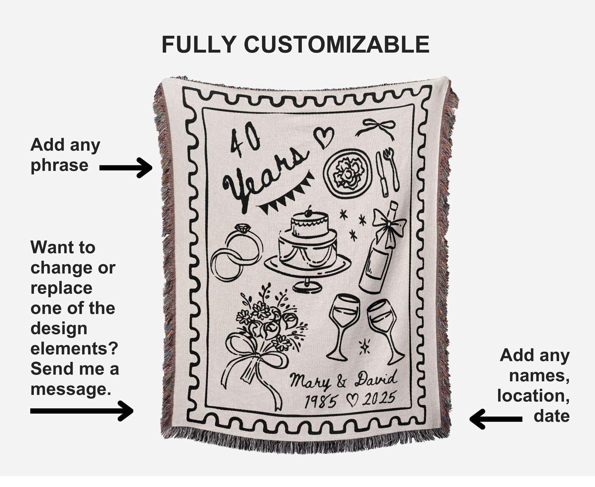 40th Wedding Anniversary Woven Blanket - Oh Happy Blankets