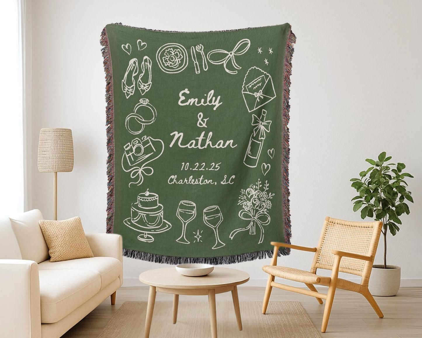 Green Wedding Woven Blanket