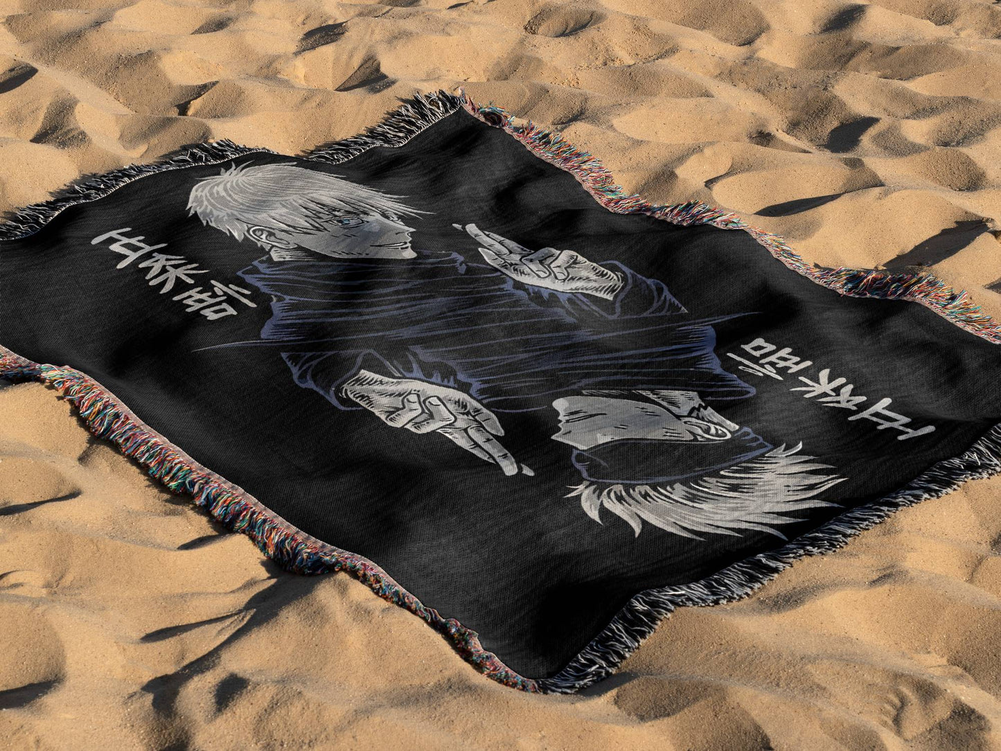 Black Anime Woven Blanket
