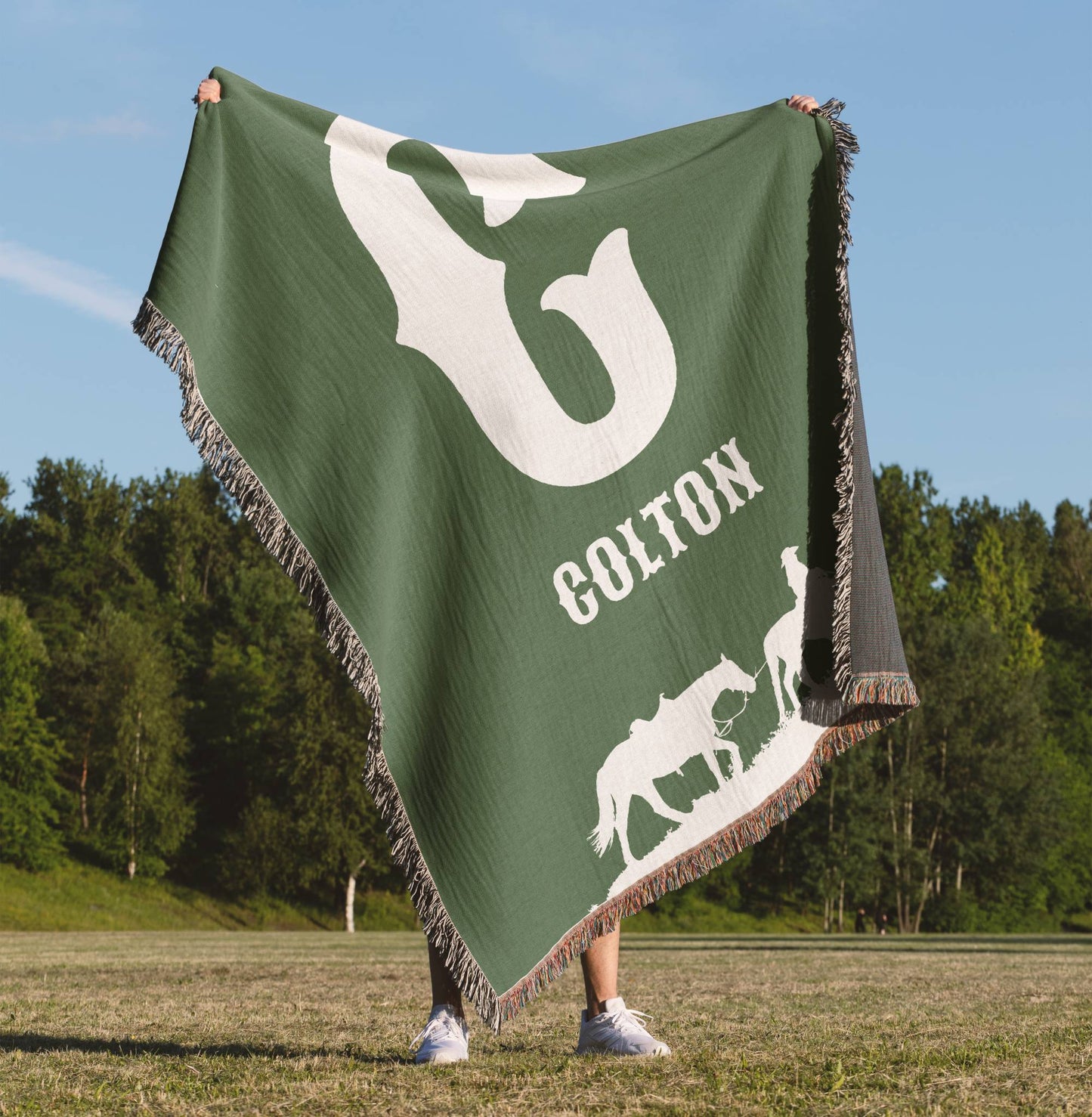 Western Cowboy Initals Woven Blanket