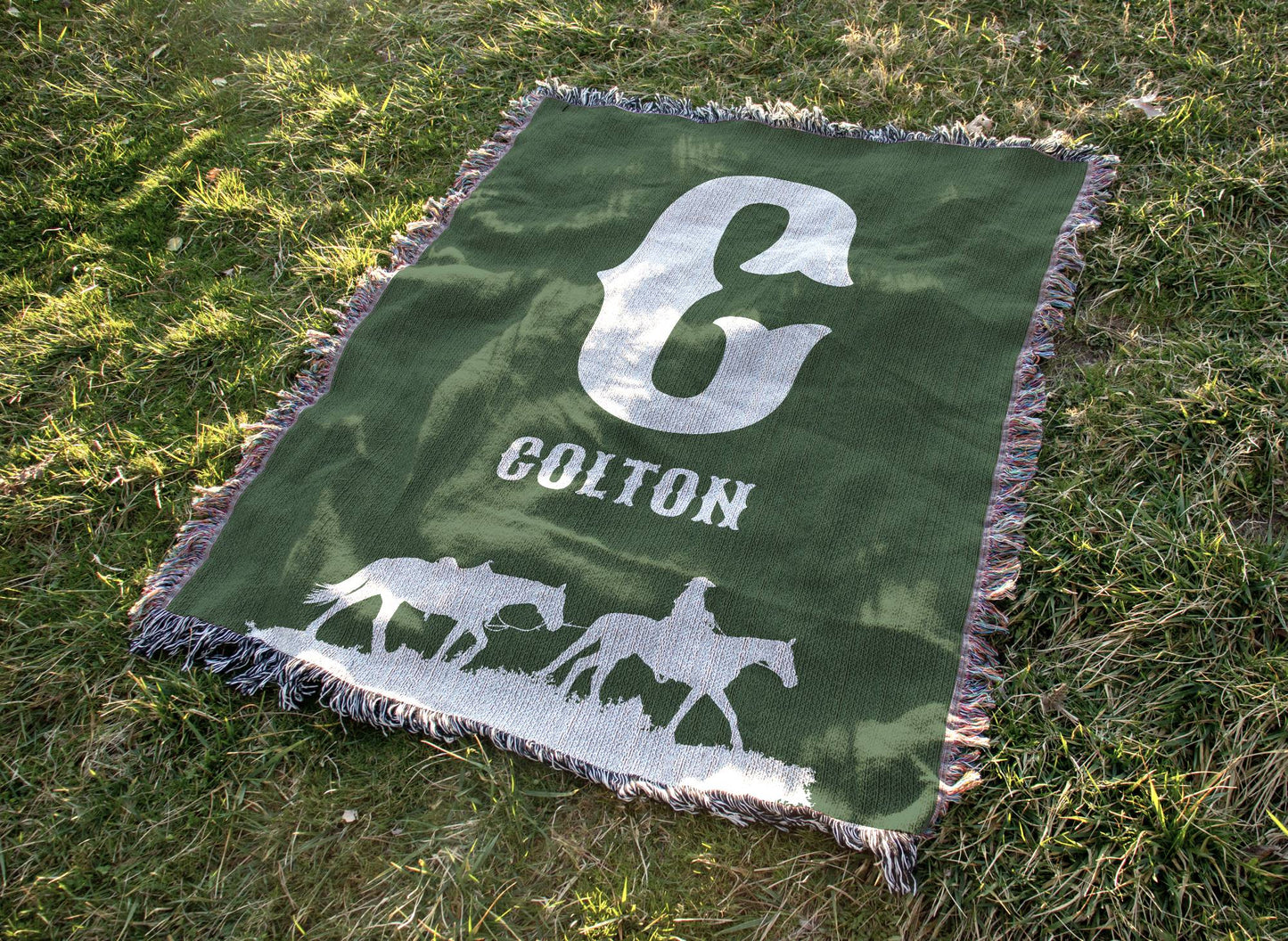 Western Cowboy Initals Woven Blanket
