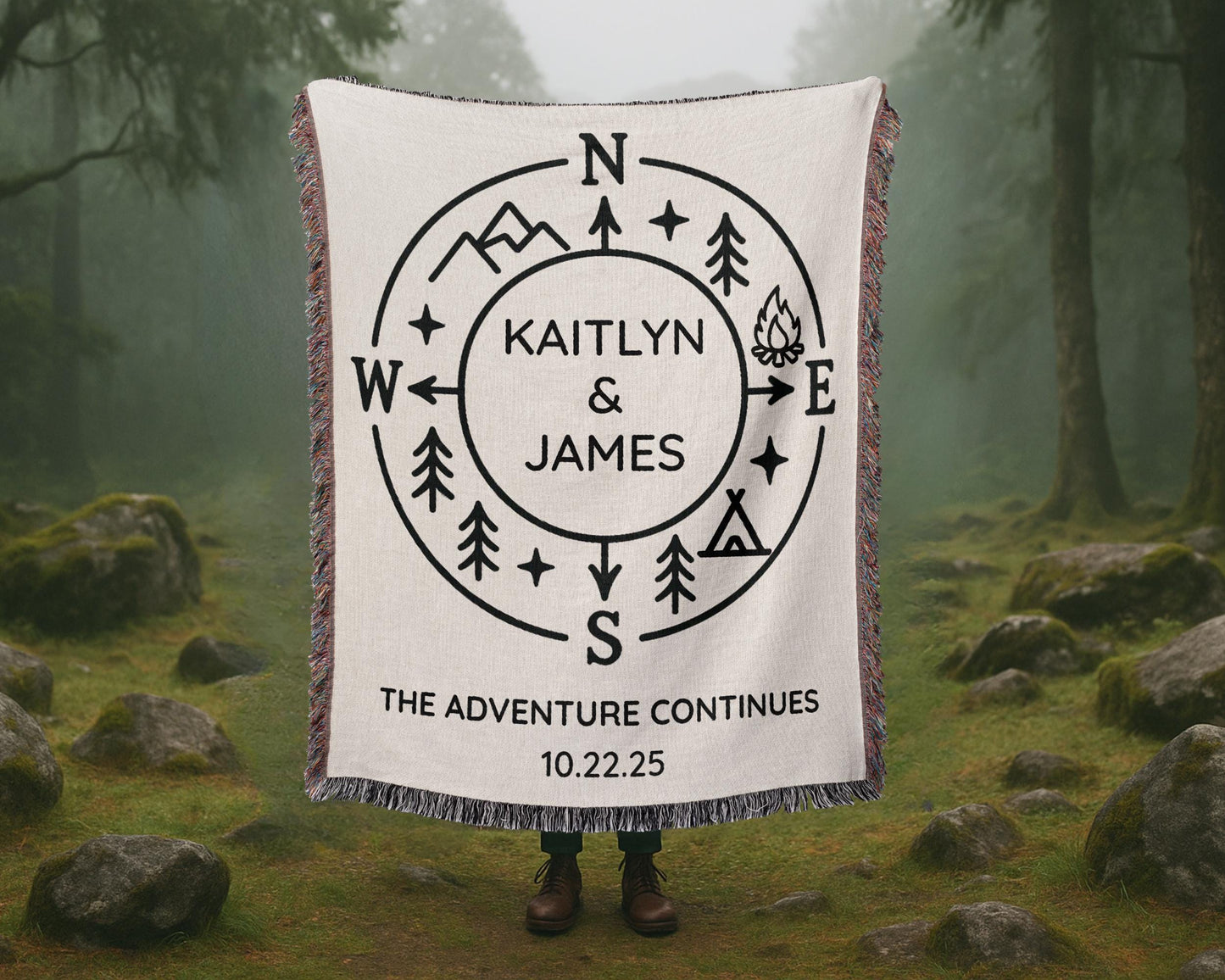 Outdoorsy Couples Woven Blanket