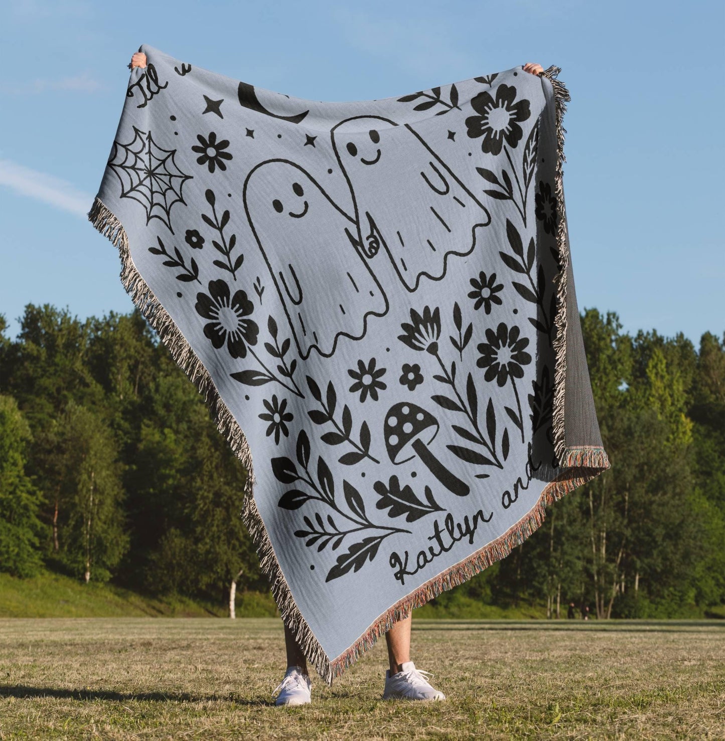 Custom Woven Ghost Couple Blanket