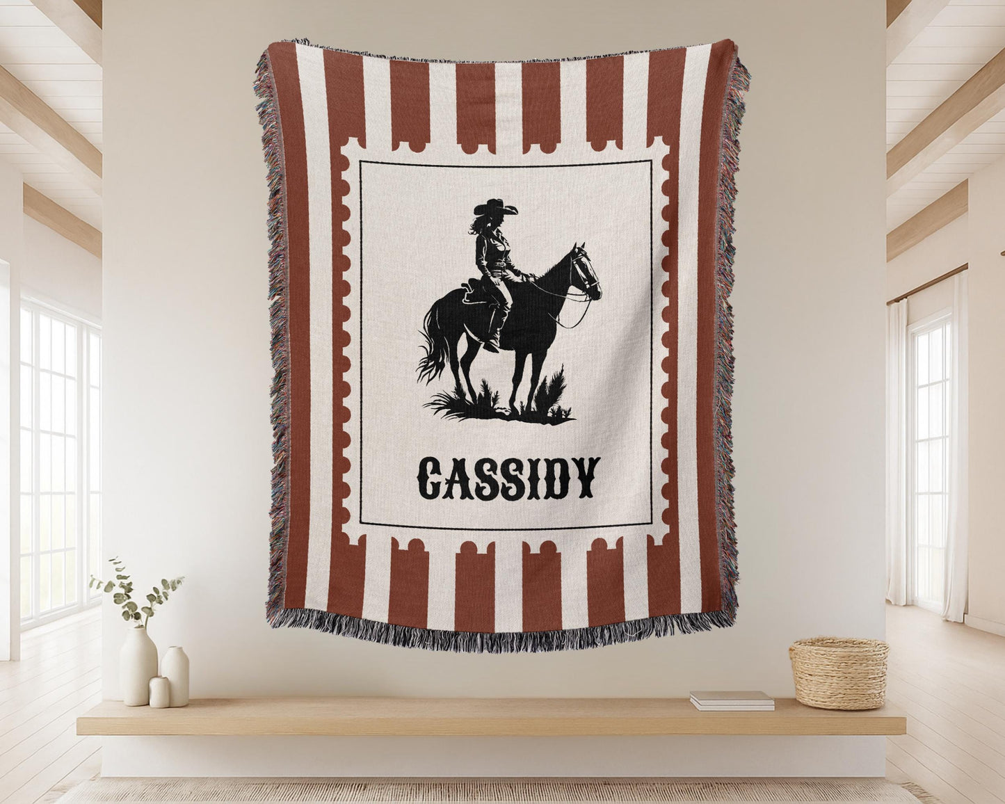 Vintage Cowgirl Woven Blanket
