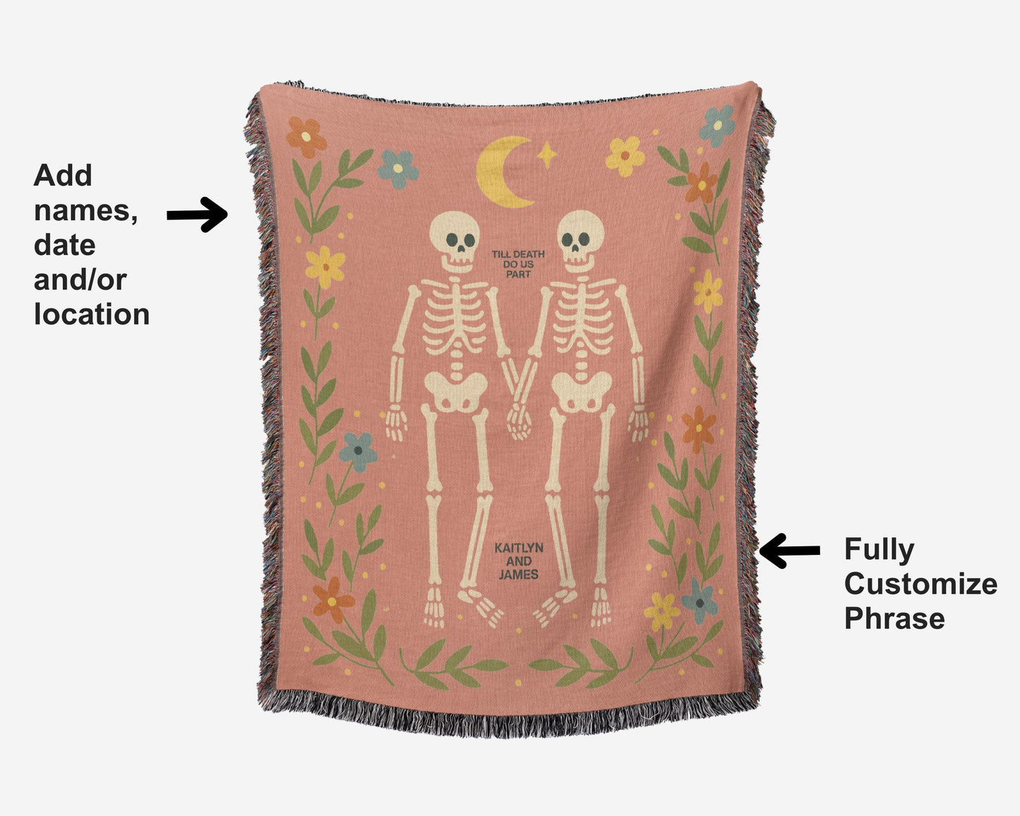 Personalized Skeleton Couple Woven Blanket