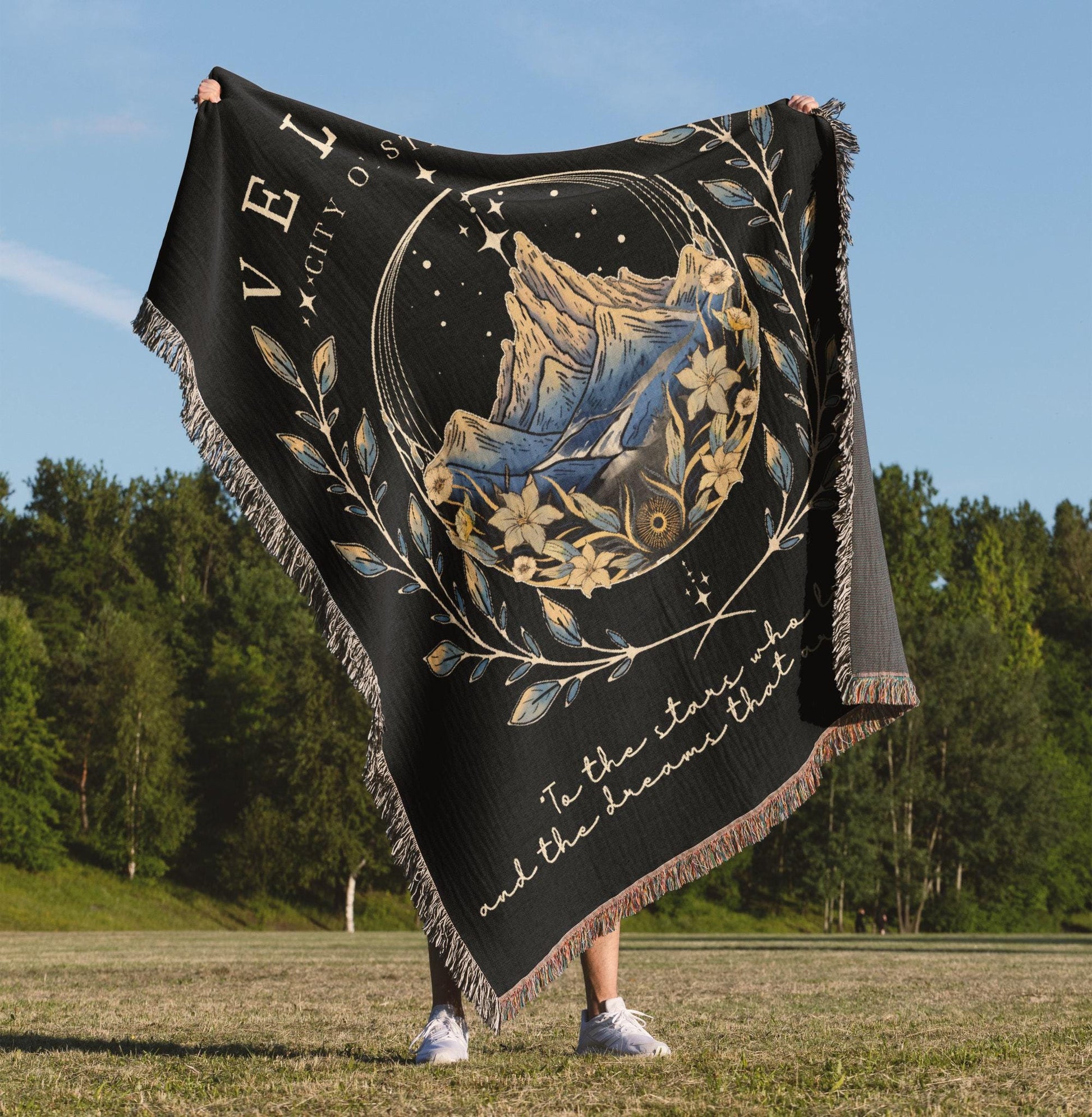 Fantasy Reader Gift: Fantasy Style Woven Blanket with premium cotton material, thoughtful gift for special occasions.