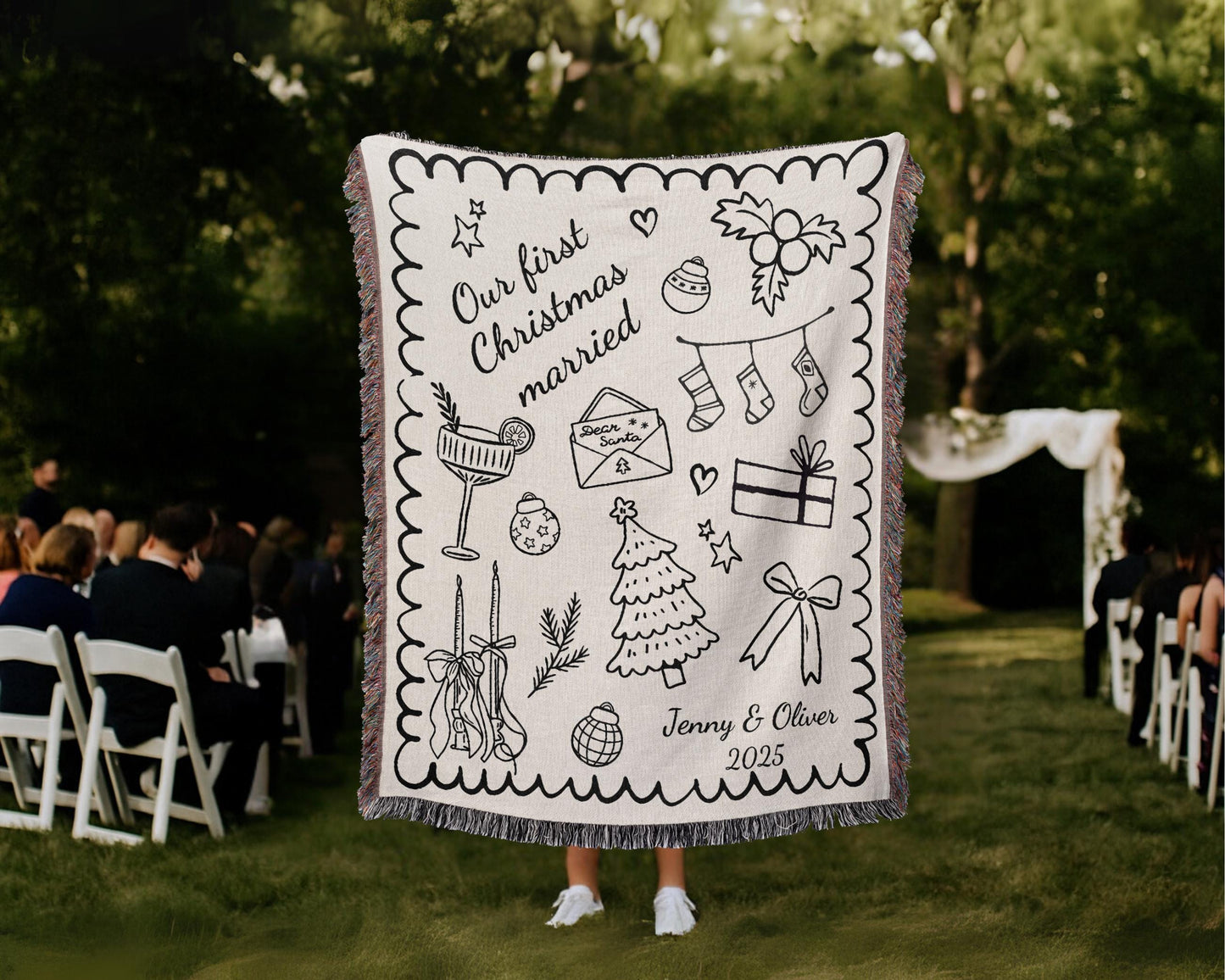 First Christmas Married Woven Blanket