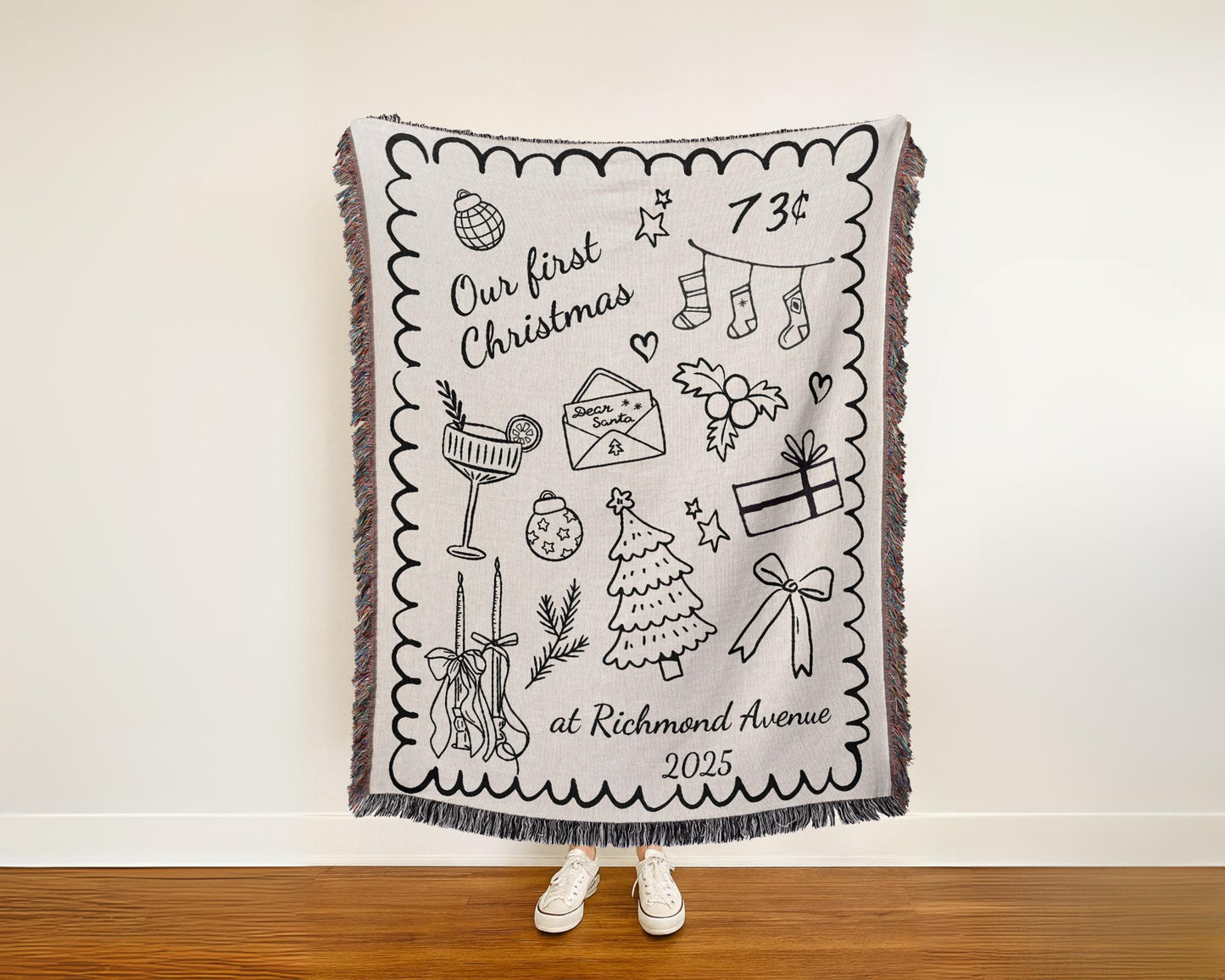 Personalized First Christmas Woven Blanket