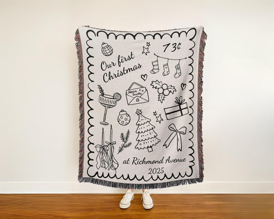 Personalized First Christmas Woven Blanket