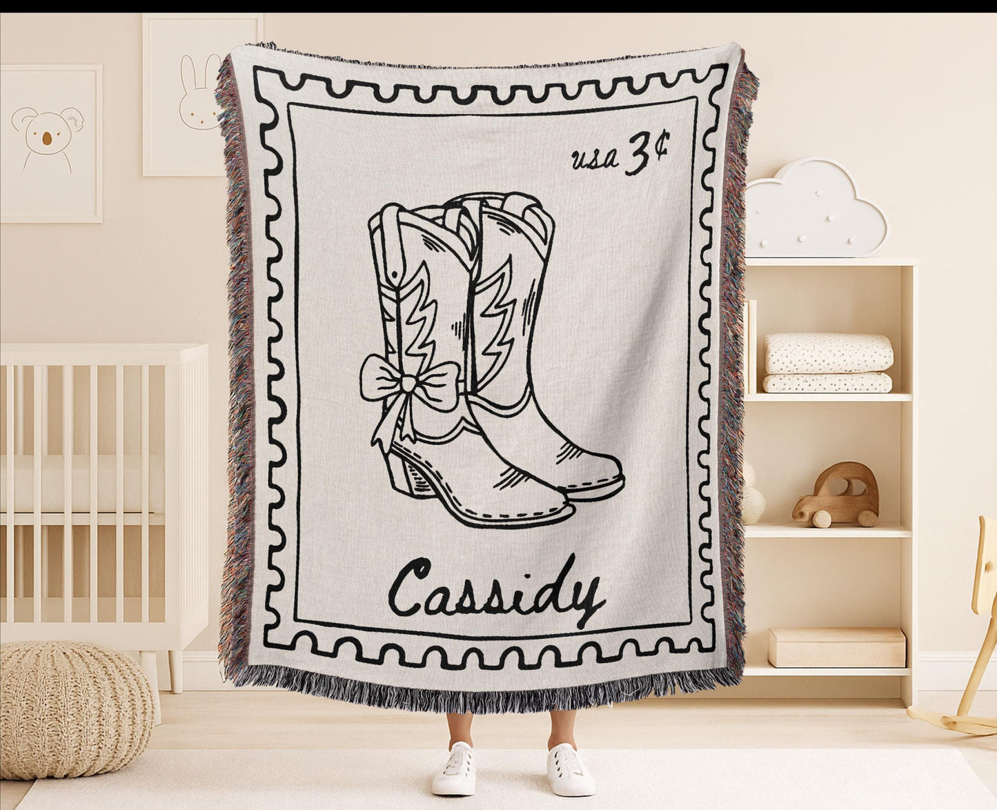 Cowgirl Boots Woven Blanket