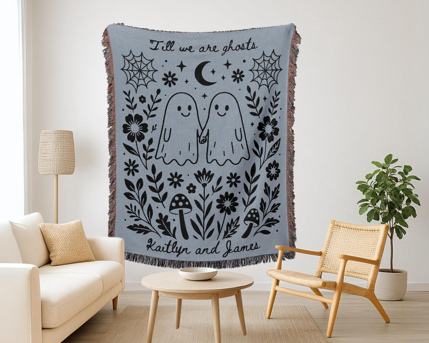 Custom Woven Ghost Couple Blanket