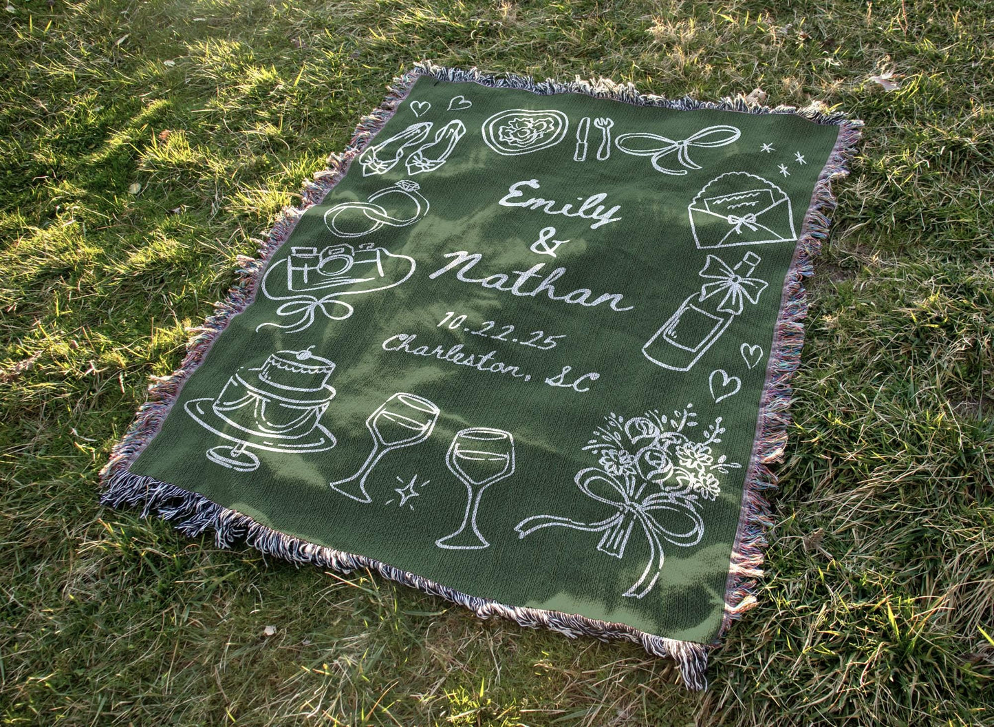 Green Wedding Woven Blanket