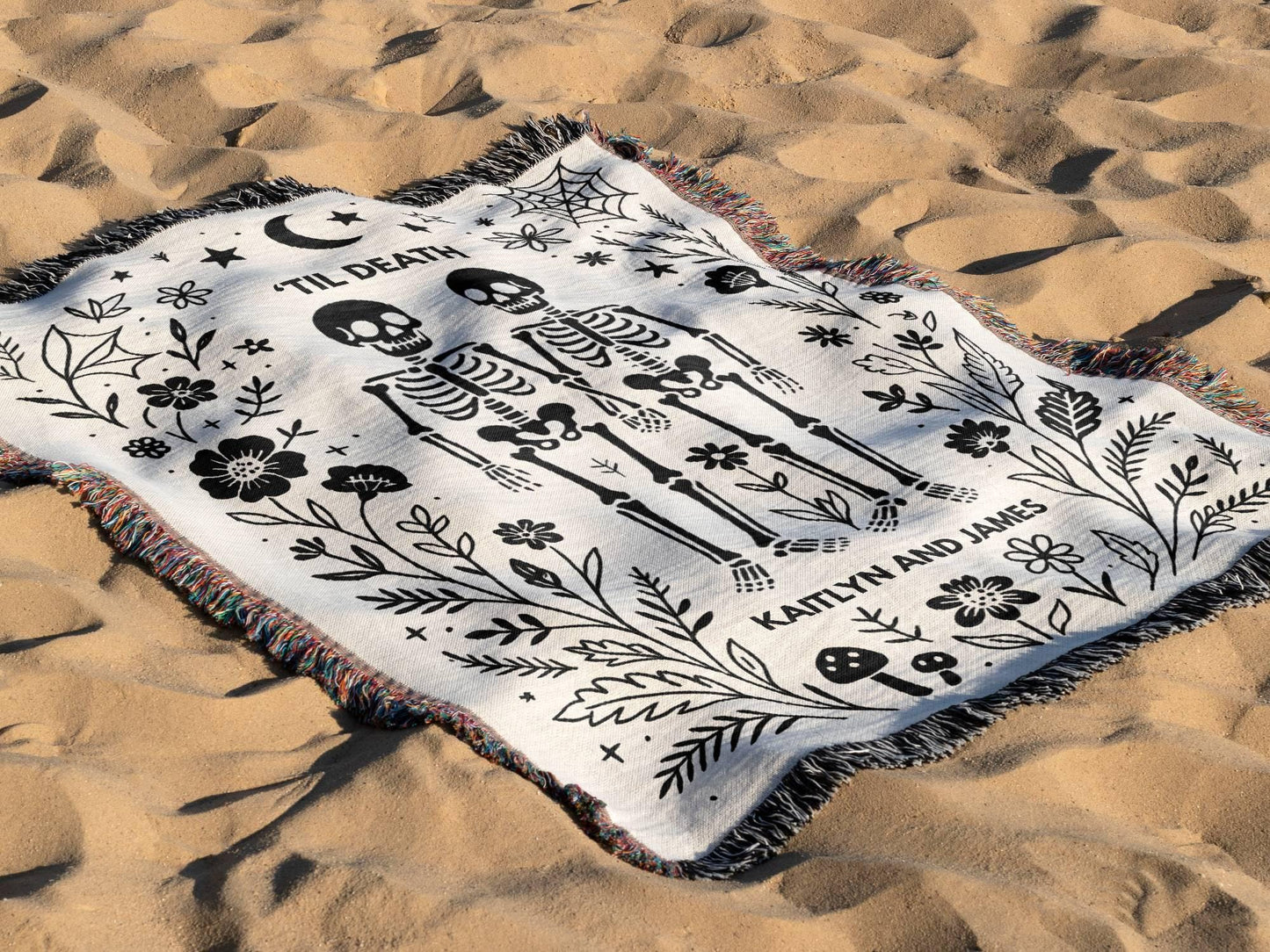 Personalized Skeleton Woven Blanket For Couples