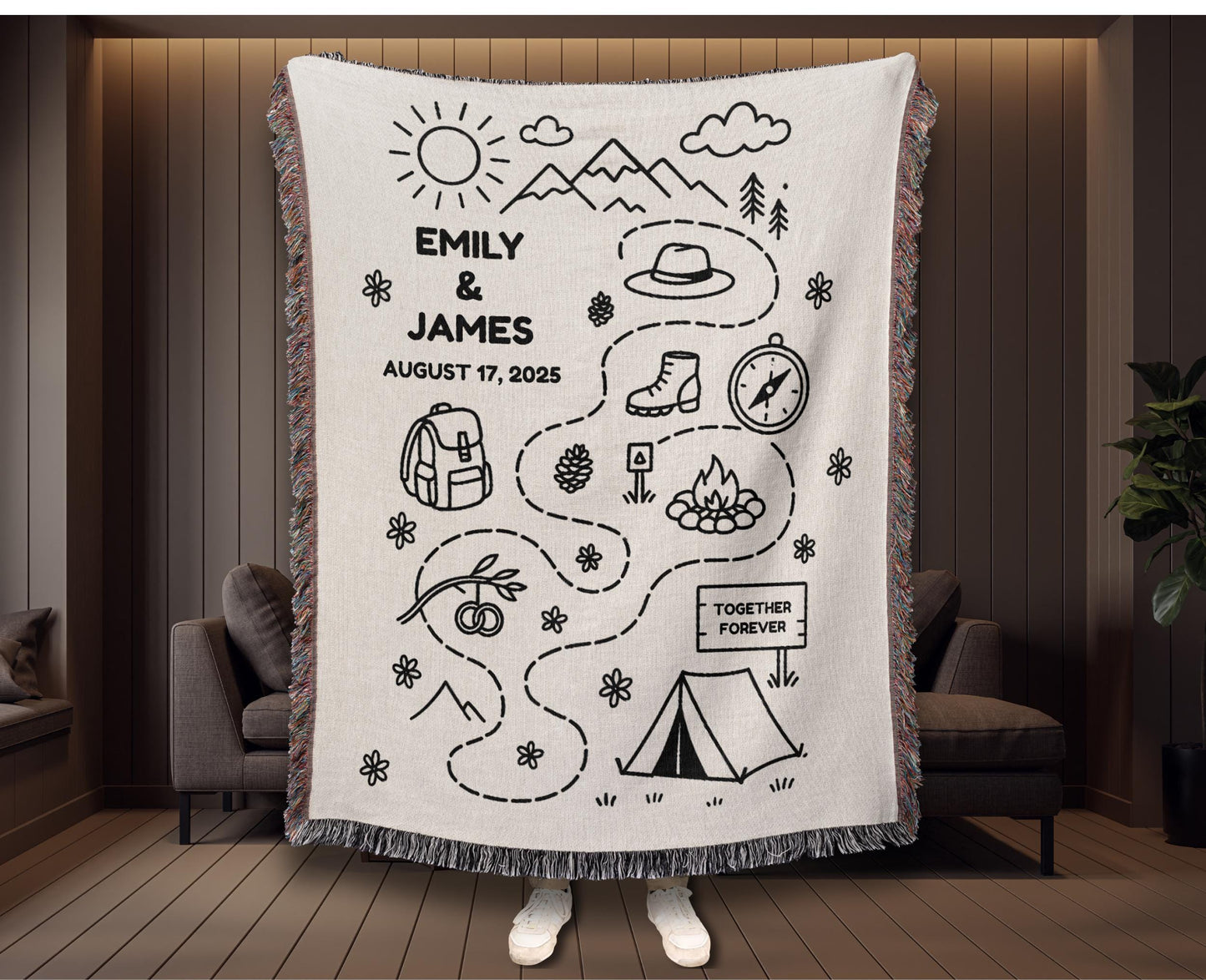 Personalized Adventure Camping Woven Blanket