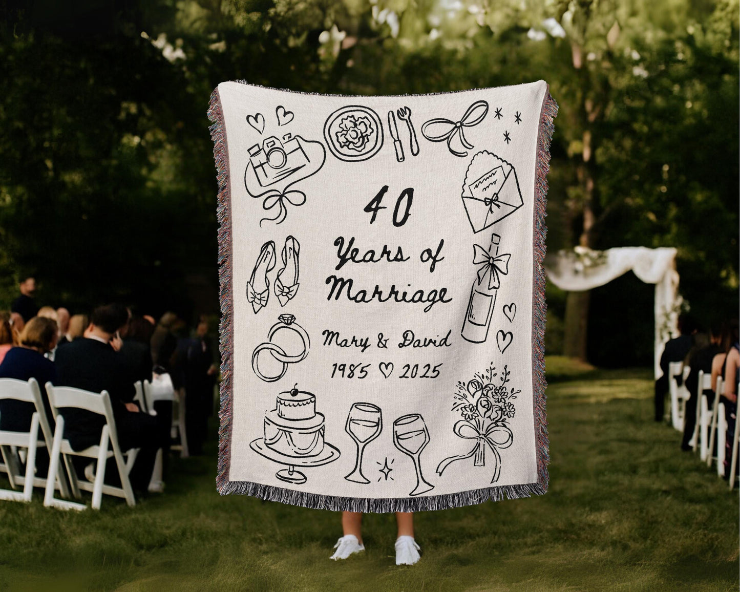 40th Anniversary Custom Names Woven Blanket - Oh Happy Blankets