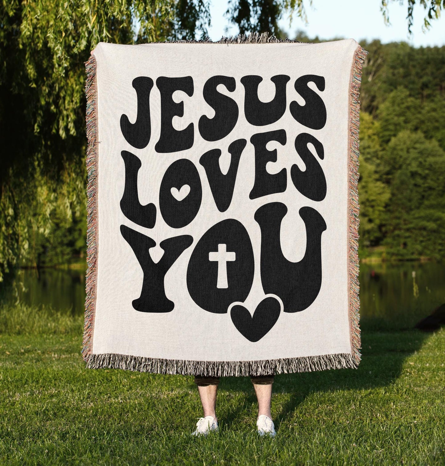 Jesus Loves You Woven Blanket
