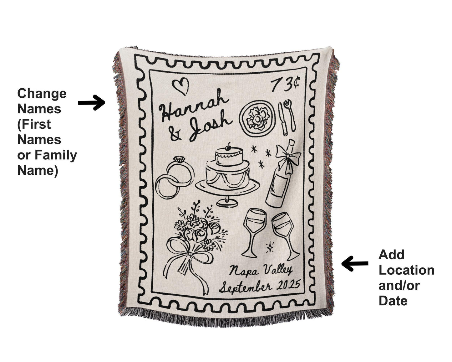 Custom Location Wedding Blanket