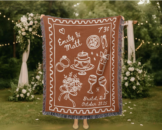 Terracotta Orange Wedding Woven Blanket
