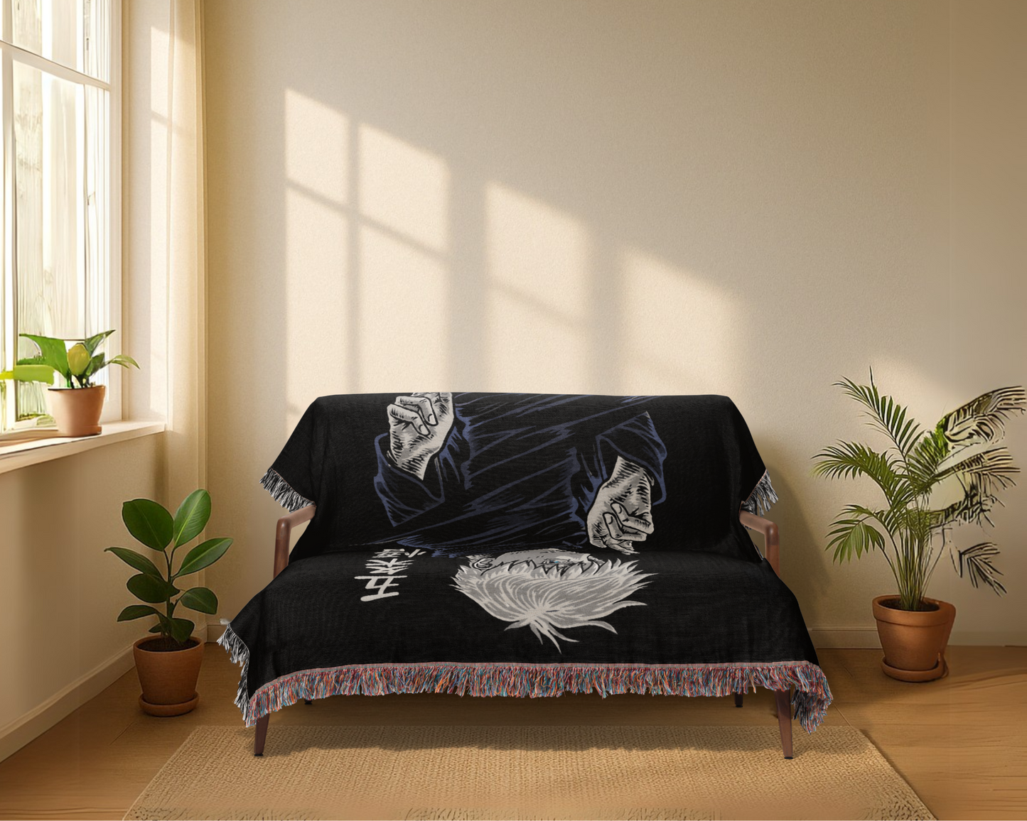 Black Anime Woven Throw Blanket