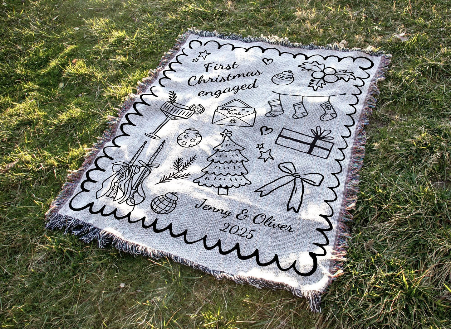 Personalized First Christmas Woven Blanket