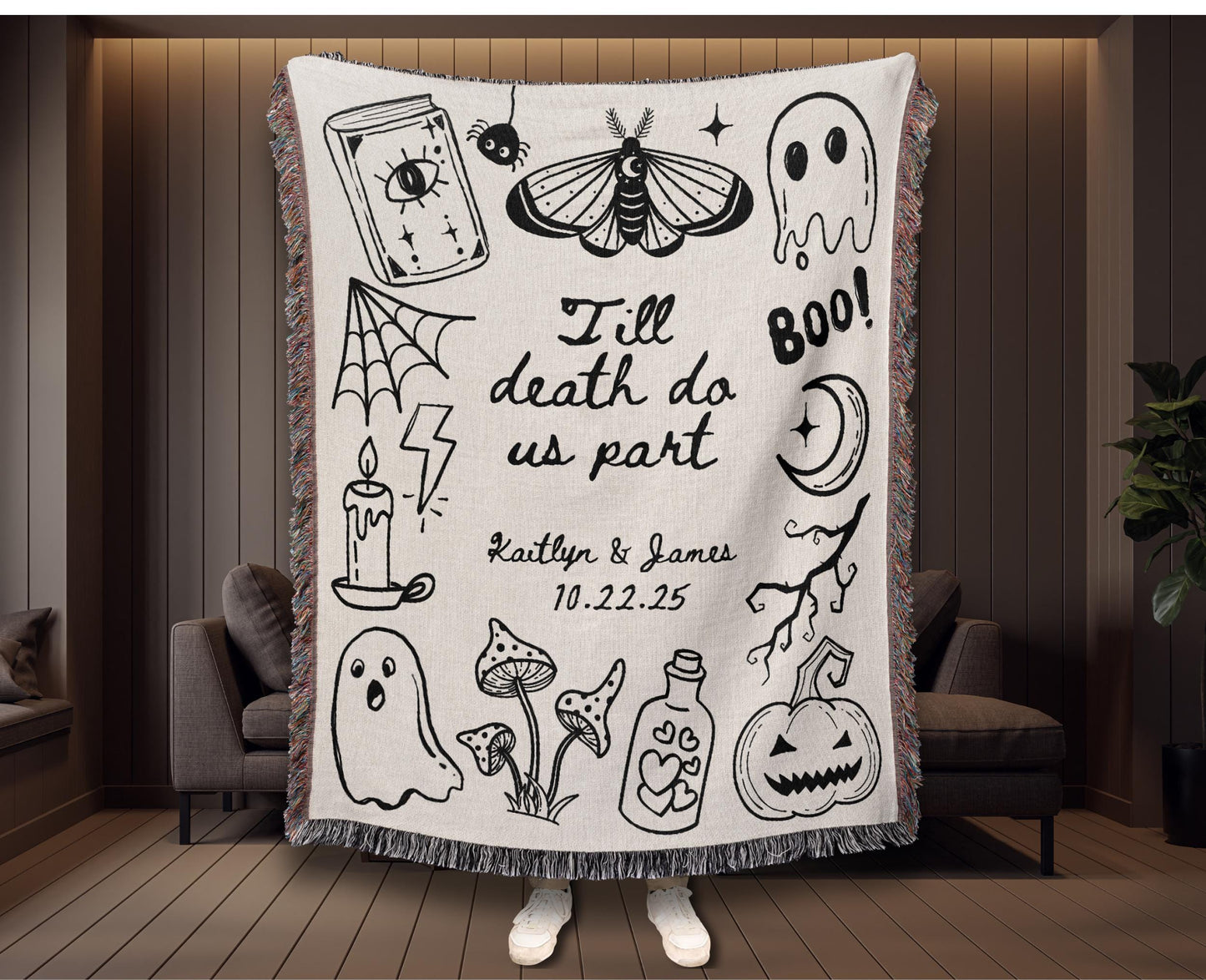Halloween Wedding Woven Blanket