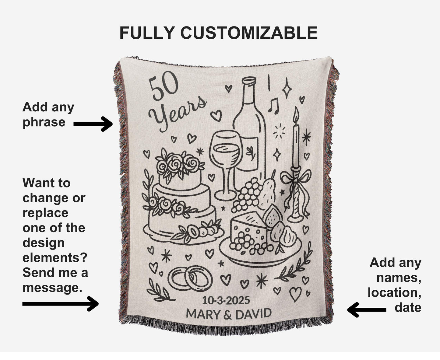 50th Wedding Anniversary Woven Blanket