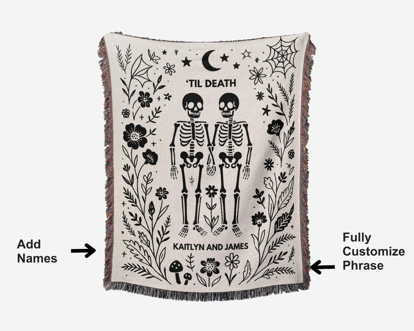 Personalized Skeleton Woven Blanket For Couples