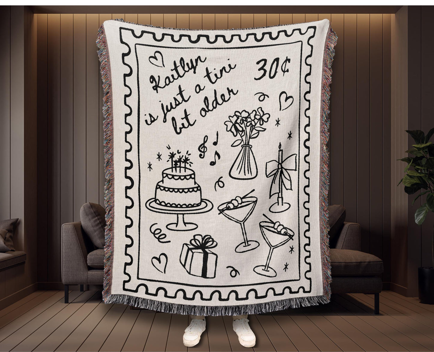 Martini Birthday Woven Blanket