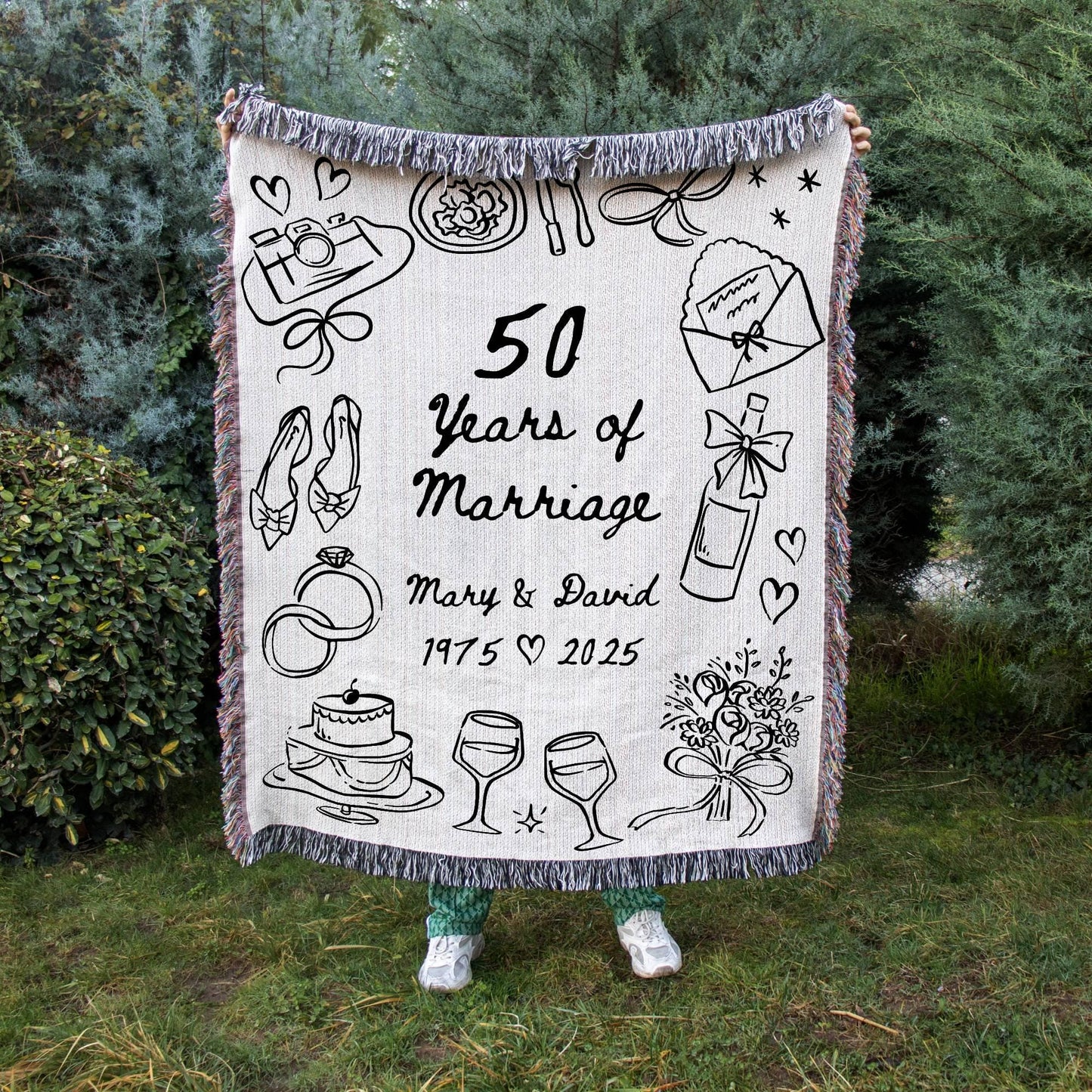 50th Anniversary Wedding Woven Blanket