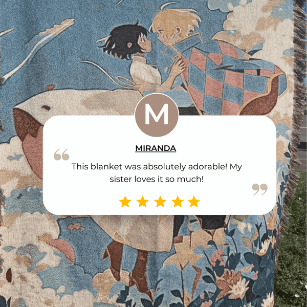 Howl & Sophie Woven Blanket – Ghibli Inspired Moving Castle Throw, Japanese Anime Gift - Oh Happy Blankets