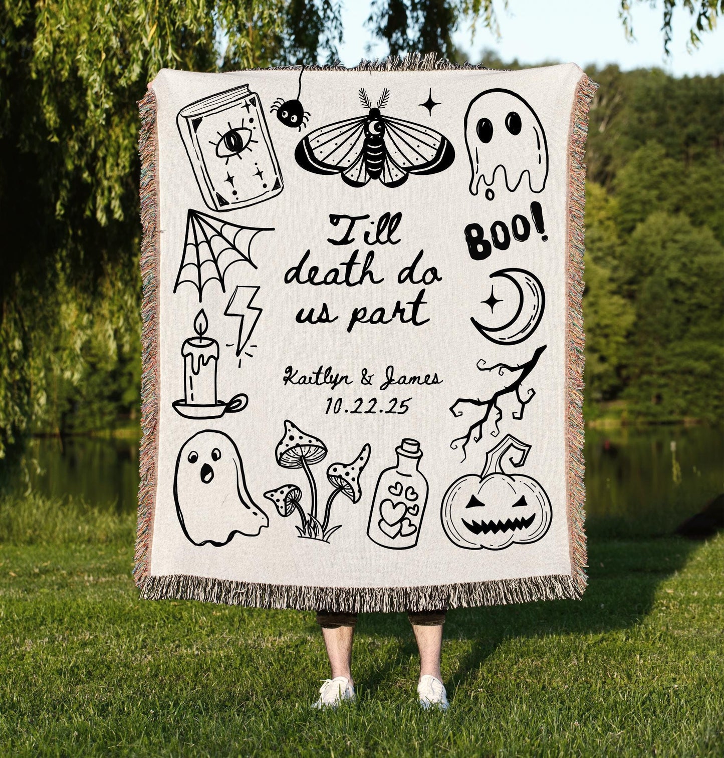 Halloween Wedding Woven Blanket