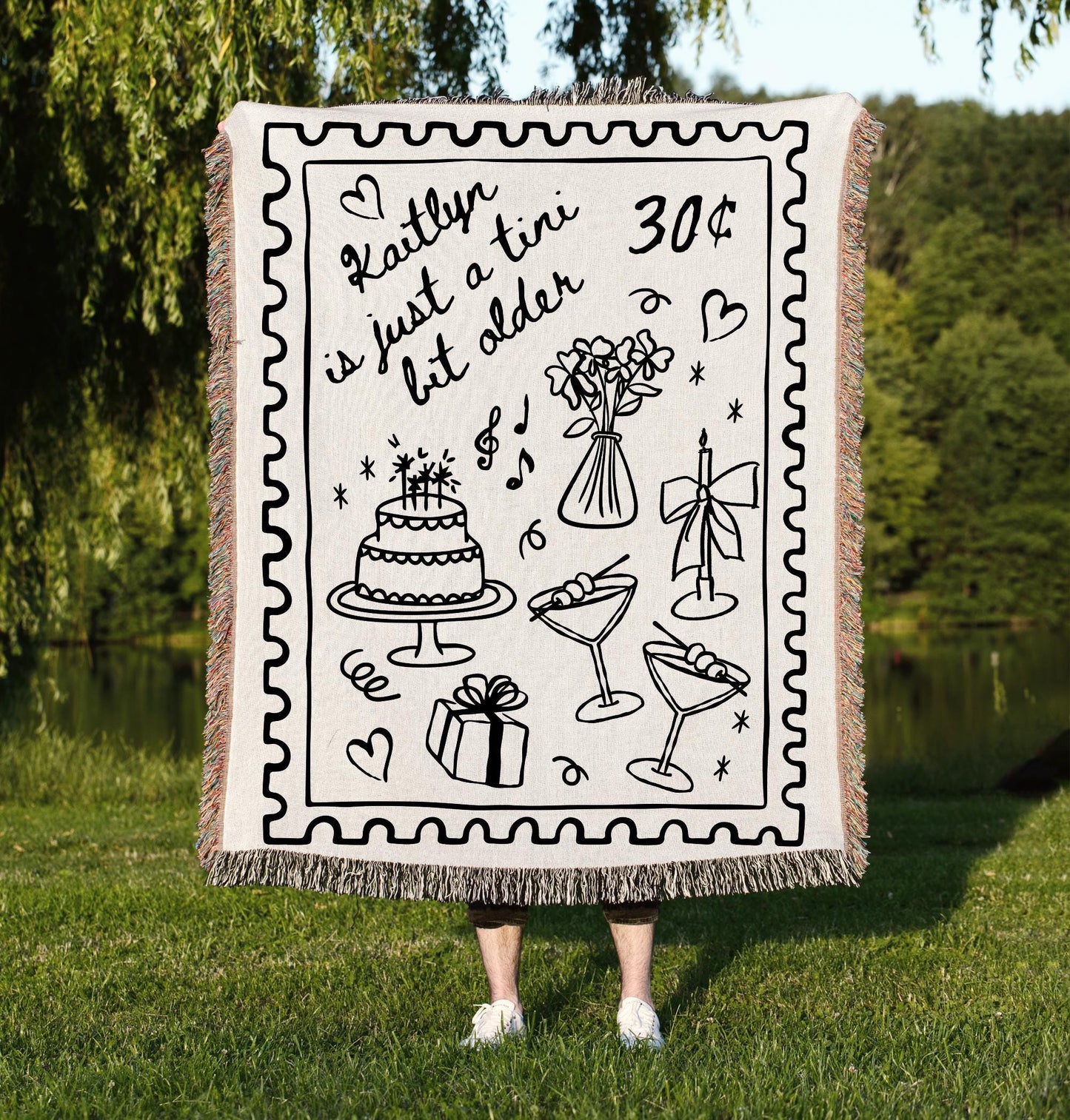 Personalized Martini Birthday Woven Blanket