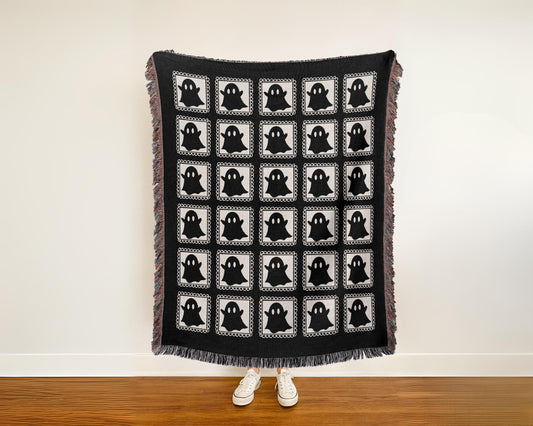 Gothic Halloween Ghost Woven Blanket