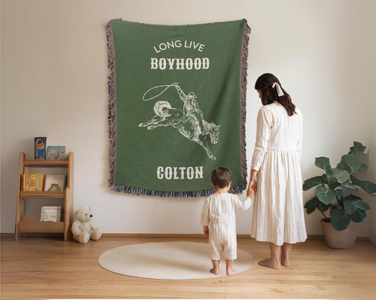Green Western Nursery Woven Blanket