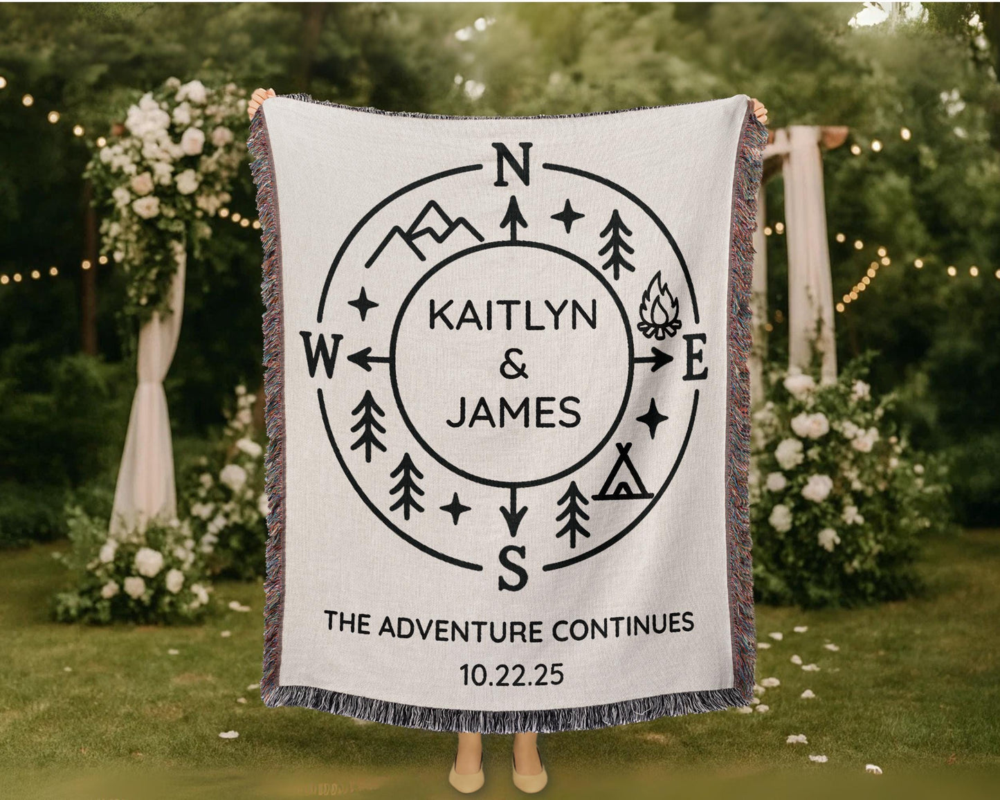 Outdoorsy Couples Woven Blanket