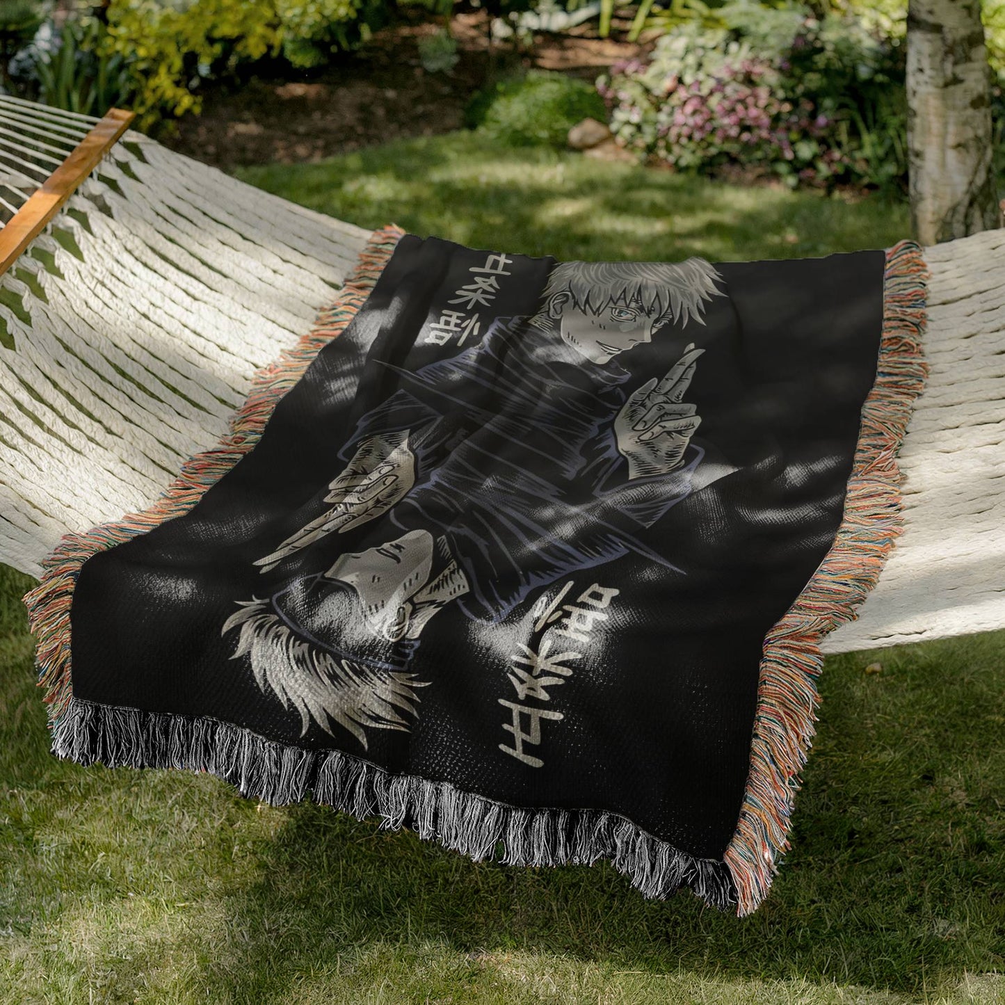 Black Anime Woven Blanket