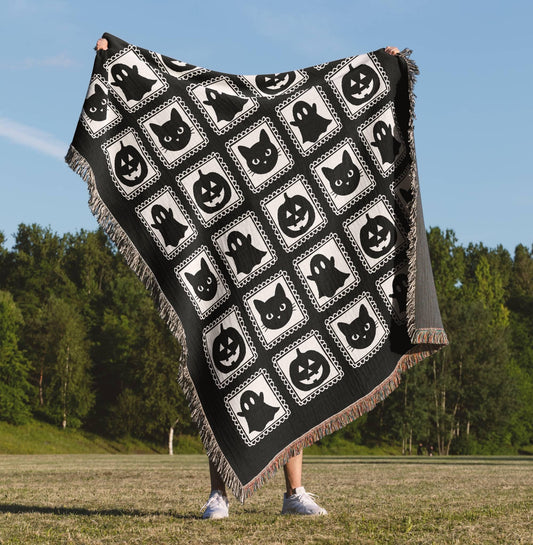 Black Halloween Woven Throw Blanket - Oh Happy Blankets