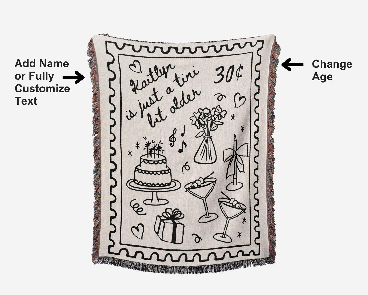 Martini Birthday Woven Blanket