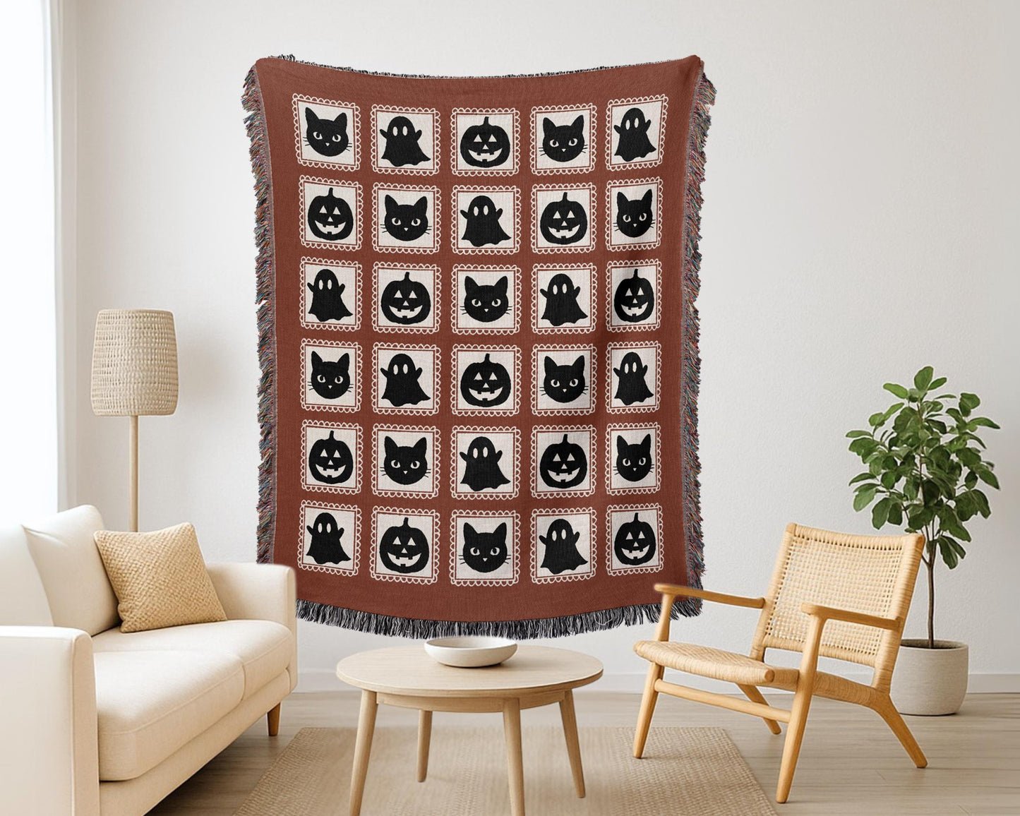 Red Halloween Woven Blanket