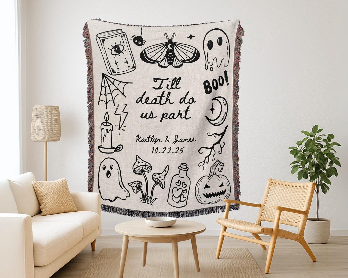 Halloween Wedding Woven Blanket